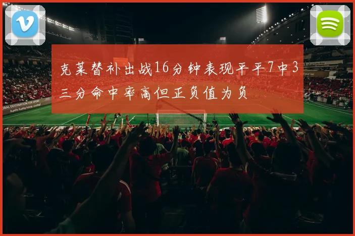 克莱替补出战16分钟表现平平7中3三分命中率高但正负值为负
