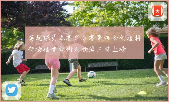 英超球员本赛季各赛事机会创造排行榜福登领衔利物浦三将上榜